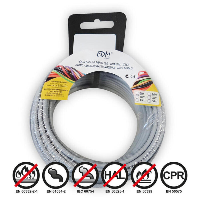 Carrete Cablecillo Flexible 1,5mm Gris Libre De Halógeno 15m