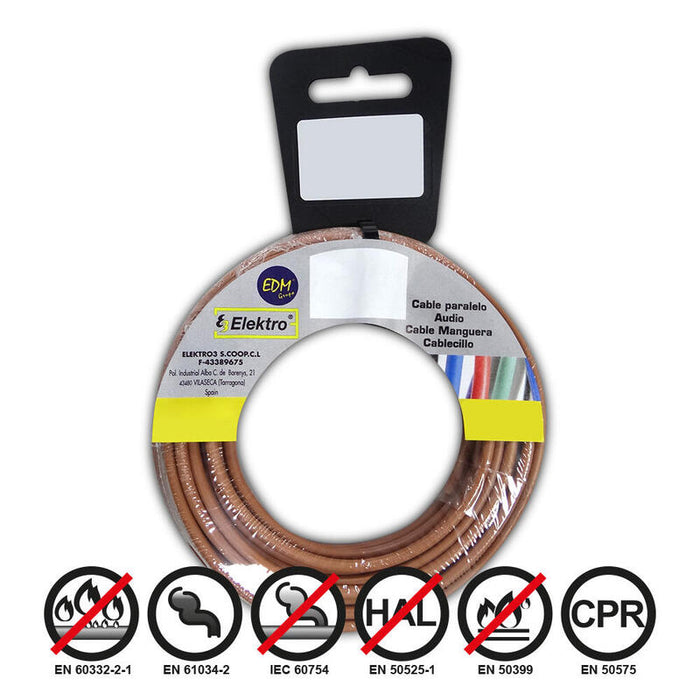 Carrete Cablecillo Flexible 1,5mm Marron Libre De Halógenos 50m