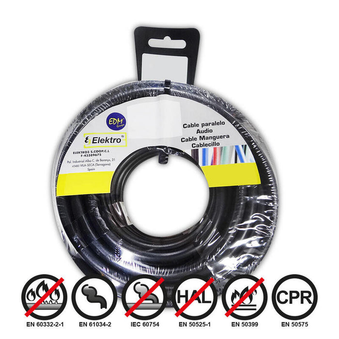 Carrete Cablecillo Flexible 2,5mm Negro Libre De Halógenos 50m