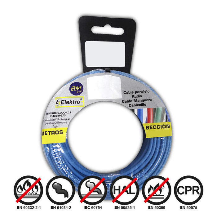 Carrete Cablecillo Flexible 4mm Azul Libre De Halógenos 10m