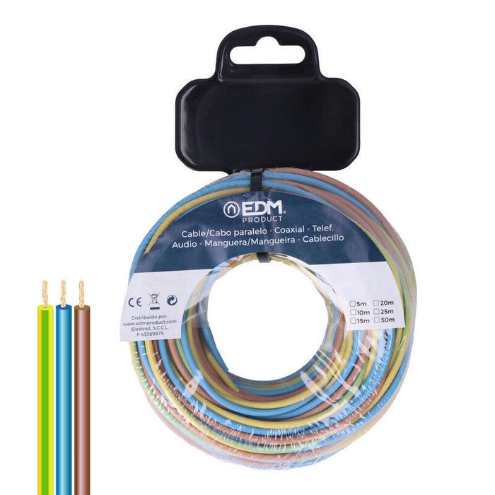 Carrete Cablecillo Trenzado H07z1-K 3 G 1,5 Mm² 15 M 3 Colores