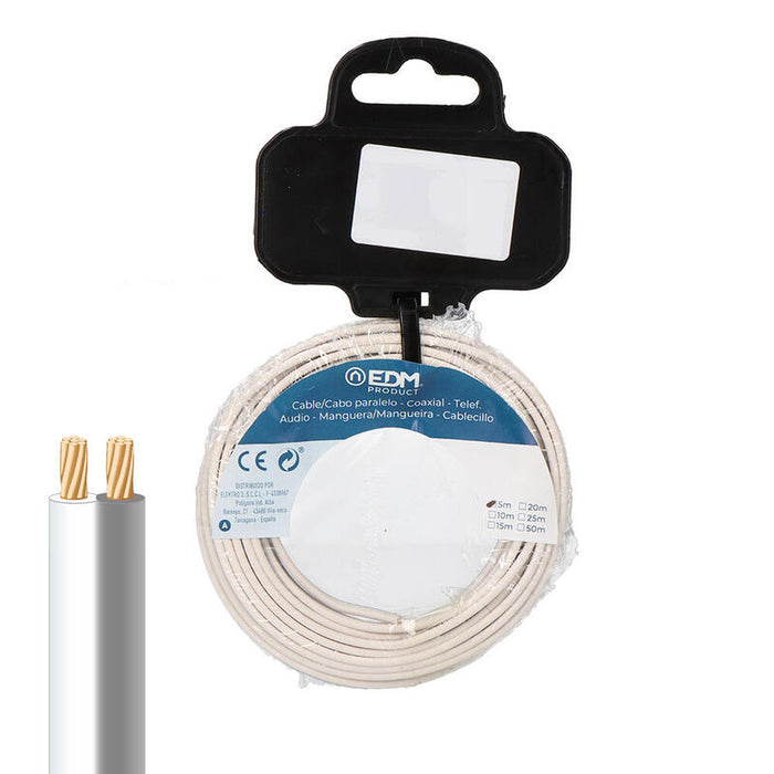 Carrete Paralelo 2 X 0,75 Mm² Blanco/Gris "Audio" 50 M