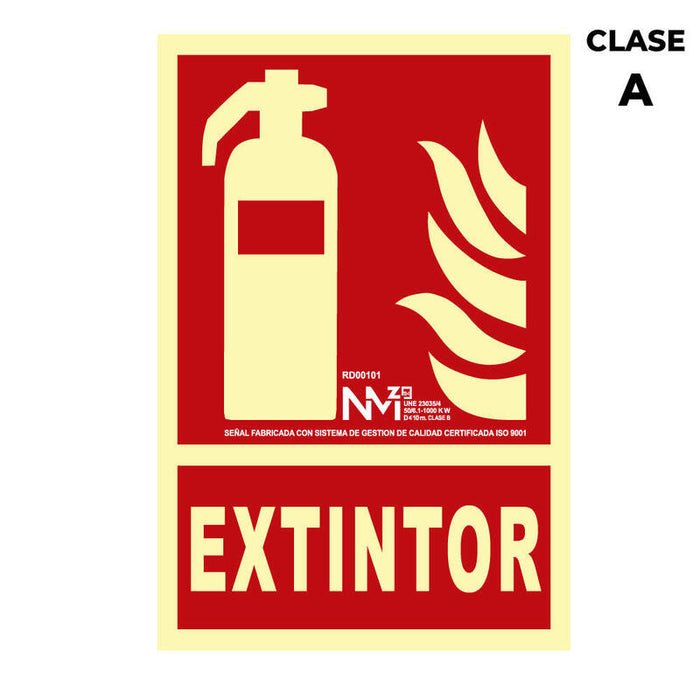 Cartel De Extinción "Extintor" Clase A (Pcv 1mm) 21x30cm Normaluz