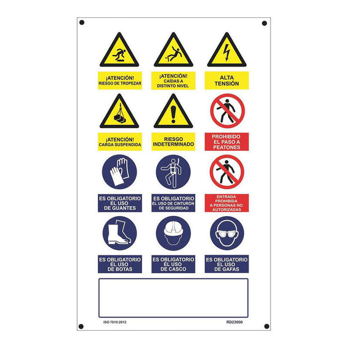 Cartel Obra Múltiple Vertical Pvc 0,4mm 500x900mm Normaluz