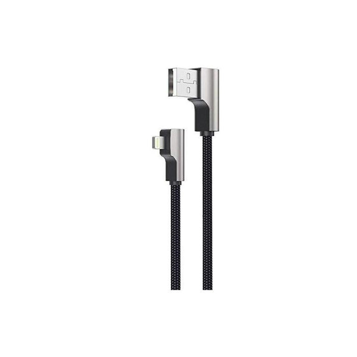 Cb-Al01 Oem Kabel 90° Lightning - Usb-A 2m Mfi Apple Katowy Wtyki 90 Stopni Nylonowy Oplot Czarny