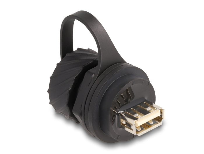 Delock 88010 Conector De Cable Usb 2.0 Tipo-B Hembra A Usb 2.0 Tipo-A Hembra Para Instalación Con Bayoneta Tapa Protectora Ip68 Resistente Al Polvo Y Al Agua Negro