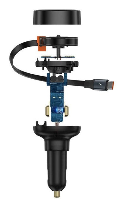 Baseus Enjoyment Pro Car Charger U+Retractable Type-C Cable 60w Cluster Black