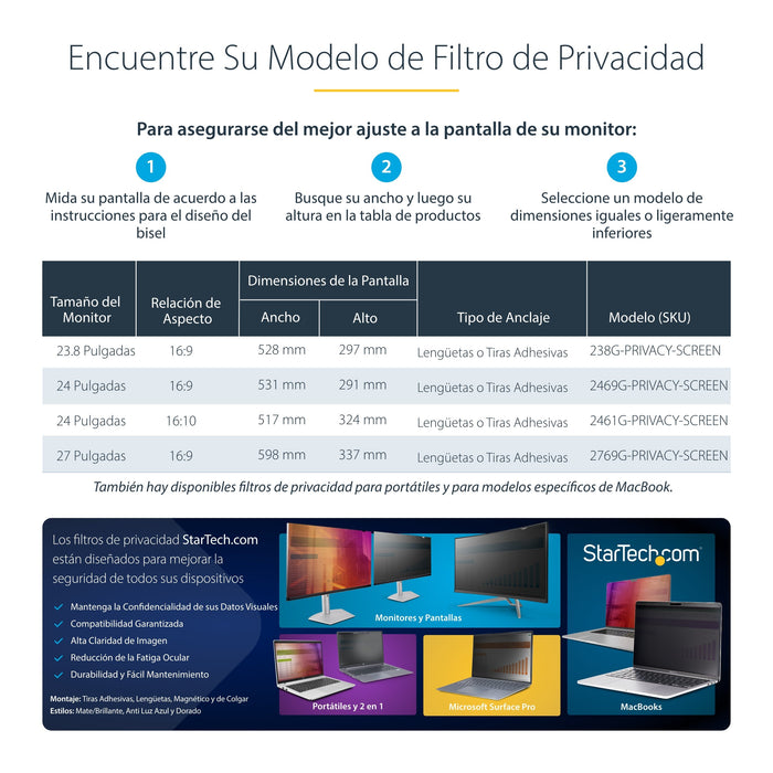 EAN 0065030901871 - StarTech.com 238G-PRIVACY-SCREEN filtro para monitor 60,5 cm (23.8") Filtro de privacidad para pantallas  imagen 11