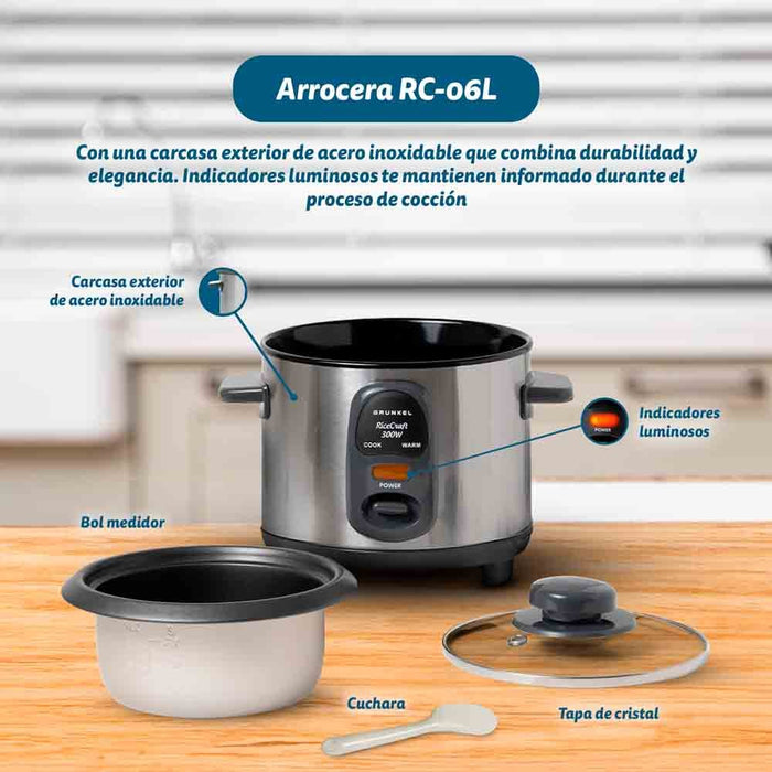 EAN 8426156018447 - Grunkel RC-06L arrocera 0,6 L 300 W Acero inoxidable imagen 4