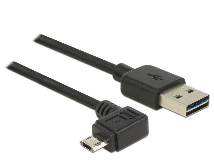Delock Cable Easy-Usb 2.0 Typ-A Stecker > Easy-Usb 2.0 Typ Micro-B Stecker Gewinkelt Links   Rechts 5 M Schwarz
