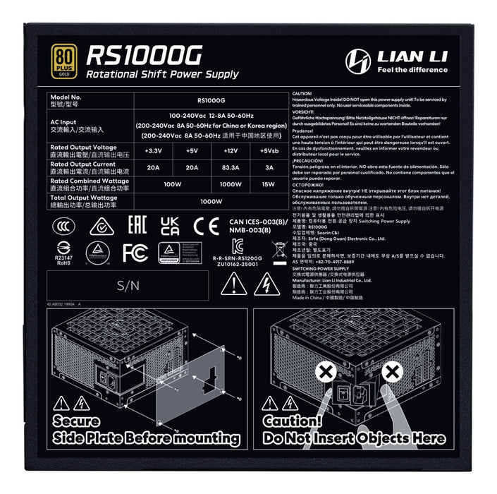 Power Supply Lian Li Edge Gold 1000 Atx 100 - 240 V 1000 W G9p.Rs1000g.Bh00.Eu