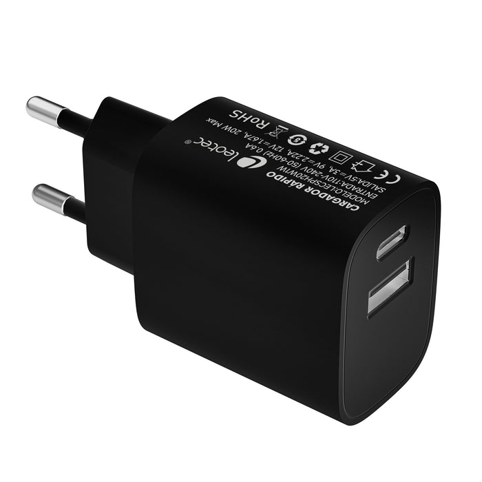 EAN 8436588881977 - Leotec LECSPH20W2K cargador de dispositivo móvil Smartphone, Tableta Negro, Blanco Corriente alterna Carg imagen 1