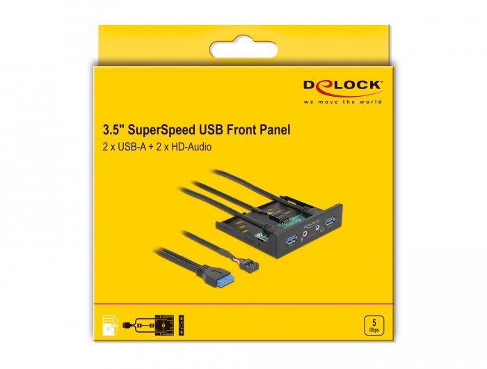 Delock Panel Frontal De 3.5" Usb 3.2 Gen 1 2 X Usb Tipo-A + Hd-Audio