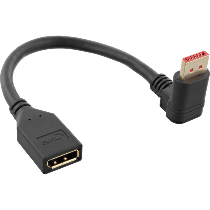 Adaptador Inline Displayport 1.4 M/F, 8k4k, En Ángulo Hacia Abajo, Negro/Dorado, 0,15 M