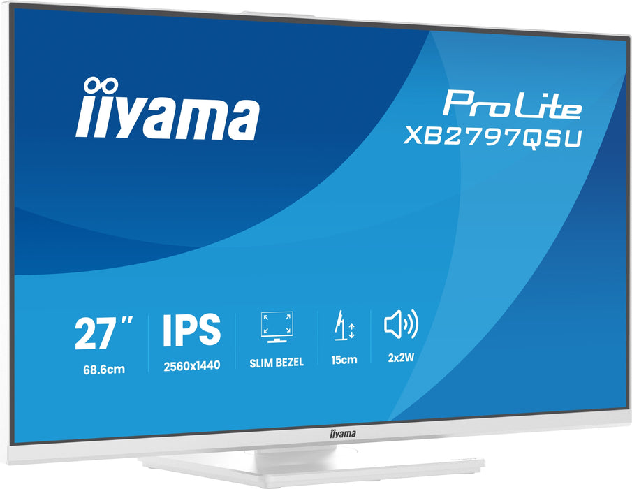 Monitor  Iiyama Prolite Xb2797qsu-W1 Led 27" 2560 X 1440 Qhd @ 75 Hz Ips 350 Cd/M² 1000:1 1 Ms 2xhdmi Displayport Altavoces Mate Blanco