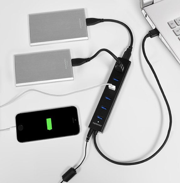 EAN 8595247903150 - Axagon HUE-SA7BP hub de interfaz USB 3.2 Gen 1 (3.1 Gen 1) Type-A 5000 Mbit/s Negro imagen 4