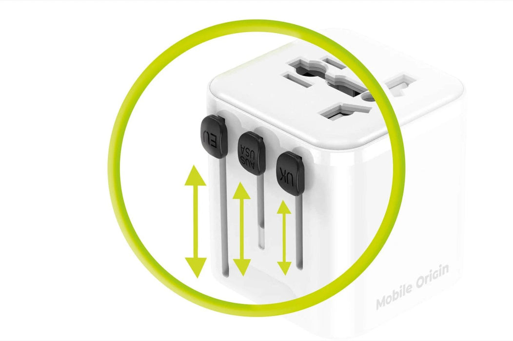 Mobile Origin Travel Adapter Pw30 Eu/Uk/Us/Aus, White