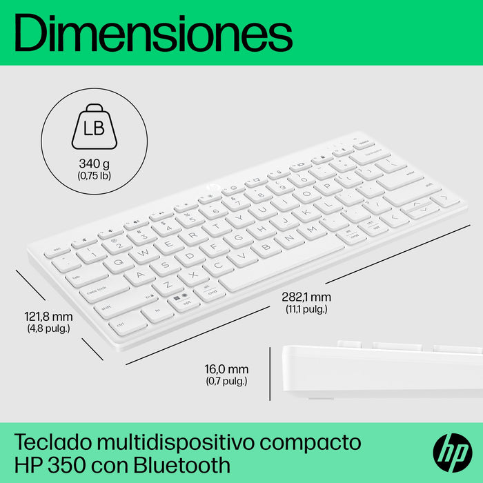 EAN 0196548516964 - HP 350 WHT Compact Multi-Device Keyboard teclado Hogar Blanco imagen 5