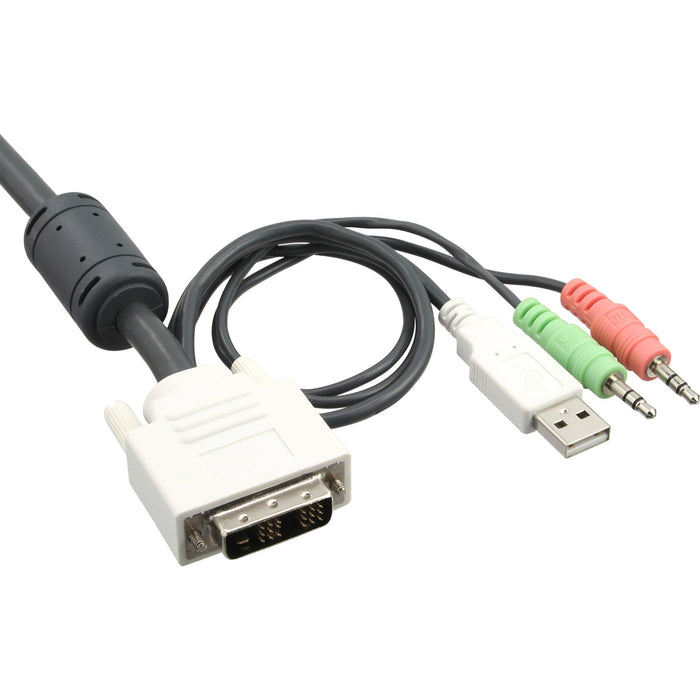 Switch Kvm Inline De 4 Puertos Dvi-D + Usb + Audio Incl. 2 Juegos De Cables