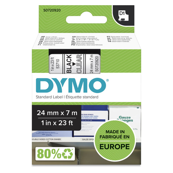 EAN 5411313537100 - DYMO D1 Standard - Black on Transparent - 24mm cinta para impresora de etiquetas Negro sobre transparente imagen 2
