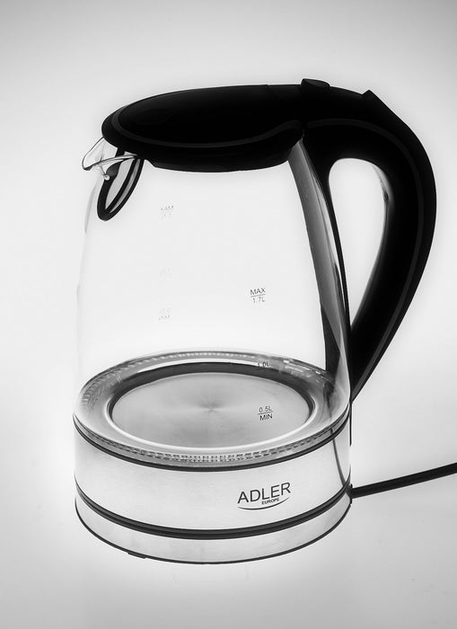 EAN 5908256832749 - Adler AD 1225 tetera eléctrica 1,7 L 2000 W Negro, Acero inoxidable, Transparente imagen 3