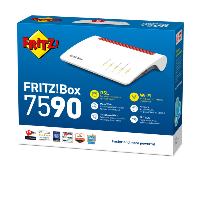 EAN 4023125028045 - Box FRITZ! 7590 router inalámbrico Gigabit Ethernet Doble banda (2,4 GHz / 5 GHz) Blanco imagen 4