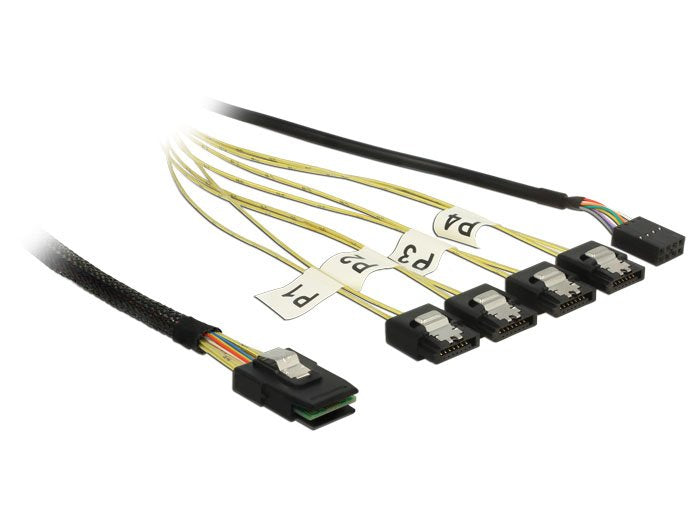 Delock 83319 Cable Mini Sas Sff-8087 > 4 X Inversión Sata De 7 Contactos + Banda Lateral De 1 M