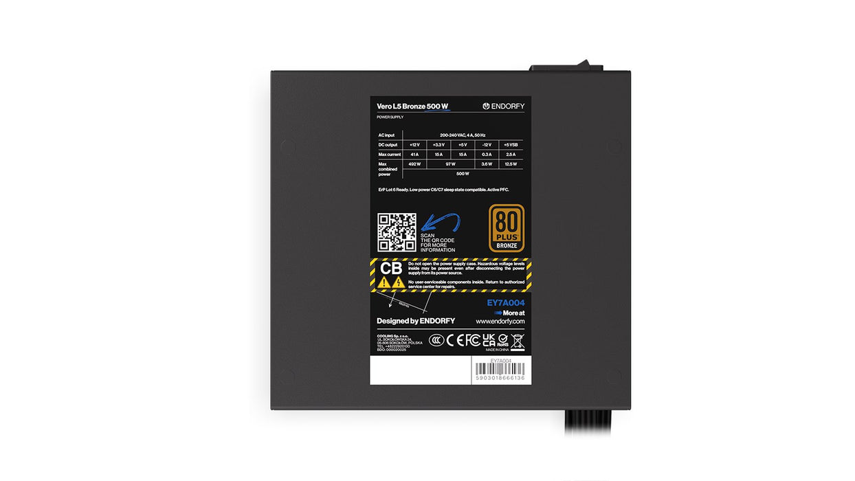 EAN 5903018666136 - ENDORFY Vero L5 unidad de fuente de alimentación 500 W 24-pin ATX ATX Negro imagen 6