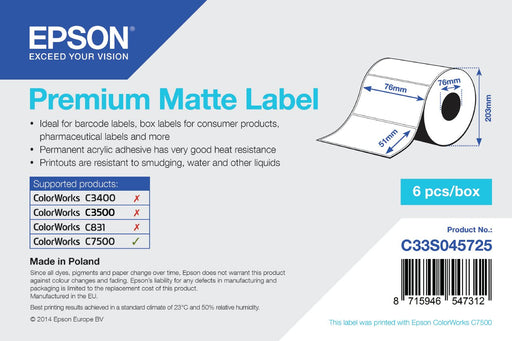 EAN 8715946547312 - Epson Premium Matte Label Blanco Mate imagen 1