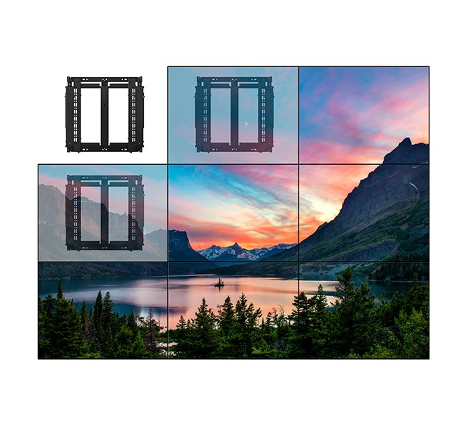 B-Tech Wandhalterung 600x400 -50kg 42-75'' Pop-Out Videowall Negro