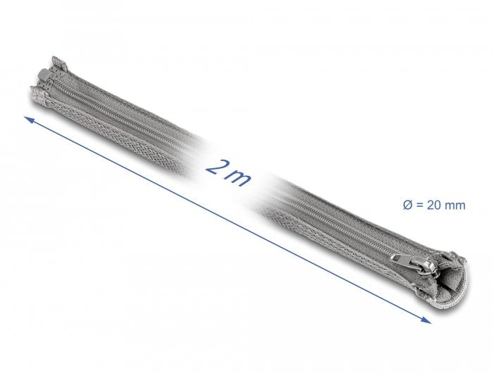 Delock Funda Trenzada Con Cremallera Resistente Al Calor 2 M X 20 Mm Gris
