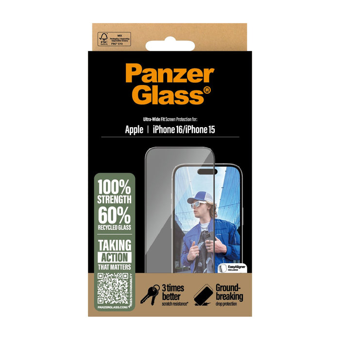 EAN 5715685002373 - PanzerGlass ® Screen Protector iPhone 16 | 15 | Ultra-Wide Fit Protector de pantalla Apple 1 pieza(s) imagen 3