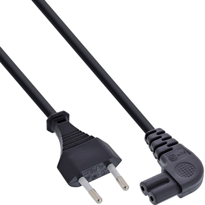 Cable De Alimentación Inline Tipo C Euro A Euro 8 C7 Enchufe Acodado Negro 2,0m