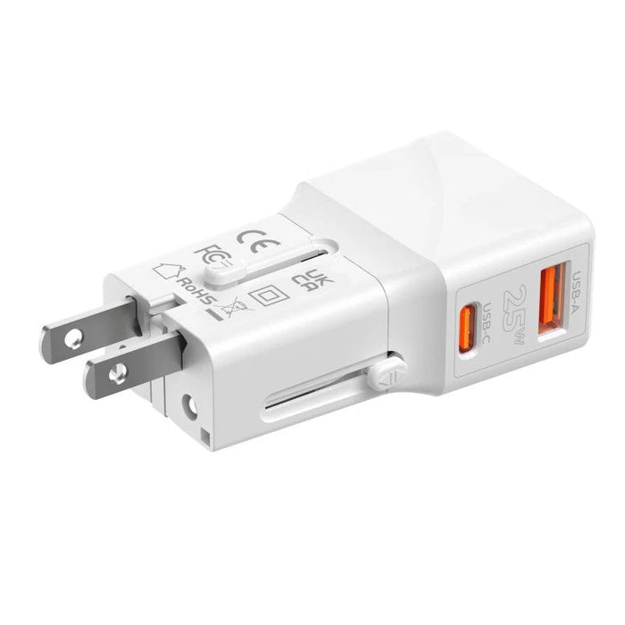 Mobile Origin Travel Adapter 25w Eu/Us/Uk/Au, White