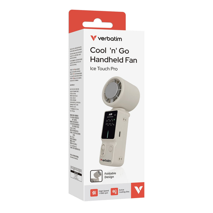 Verbatim Cool 'N' Go Ice Touch Pro Handheld Fan White/Silver