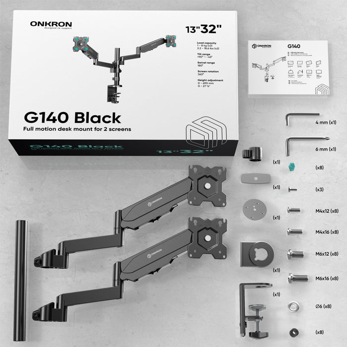 EAN 4603728441566 - ONKRON G140-B soporte para monitor 81,3 cm (32") Escritorio Negro imagen 6