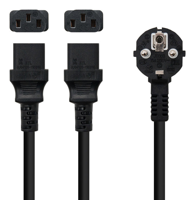 EAN 8433281013179 - Nanocable 10.22.0100 cable de transmisión 1,8 m Enchufe tipo F Acoplador C13 2 x imagen 2