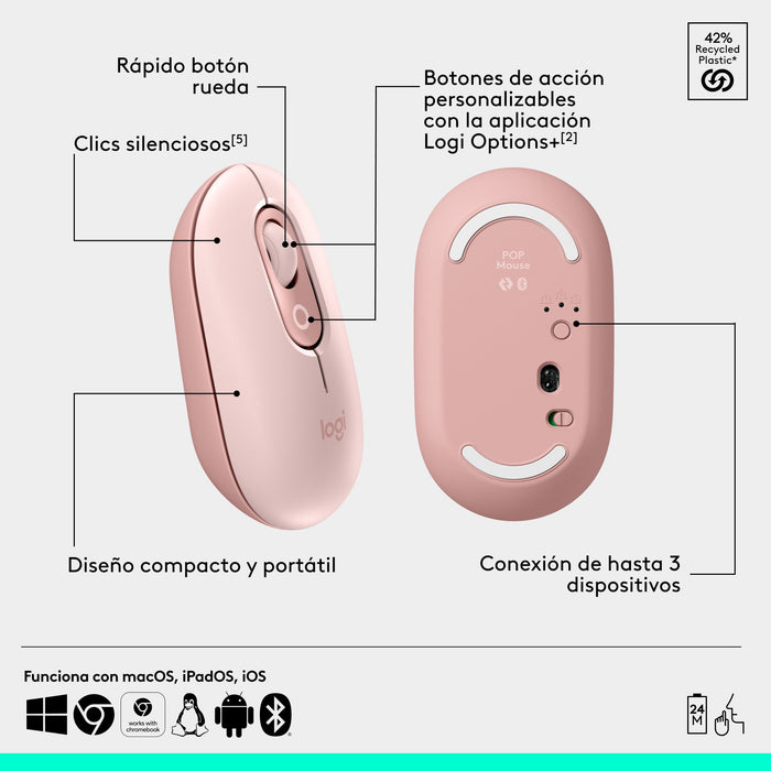 EAN 5099206127869 - Logitech 920-013120 teclado Ratón incluido Universal QWERTY Español Rosa imagen 16
