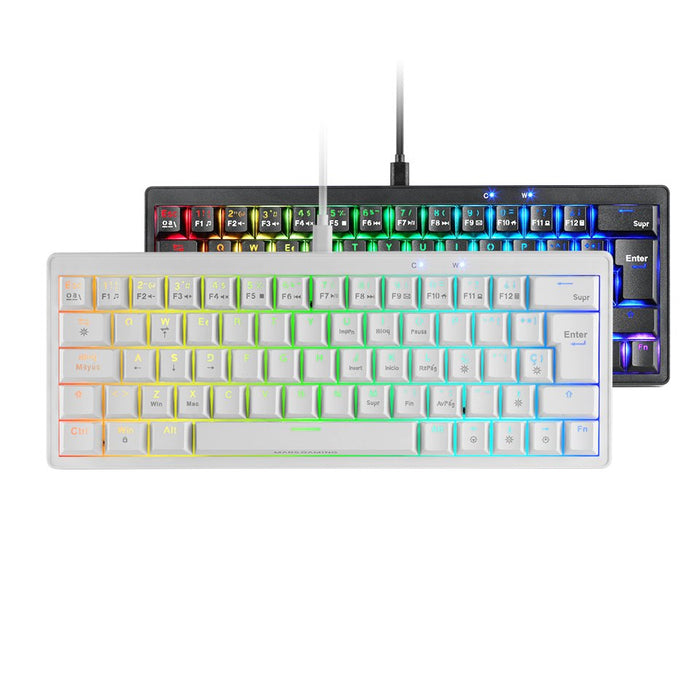 Teclado Gamer Mecánico (Brown Switch) Mars Gaming Mkminipro (Blanco)