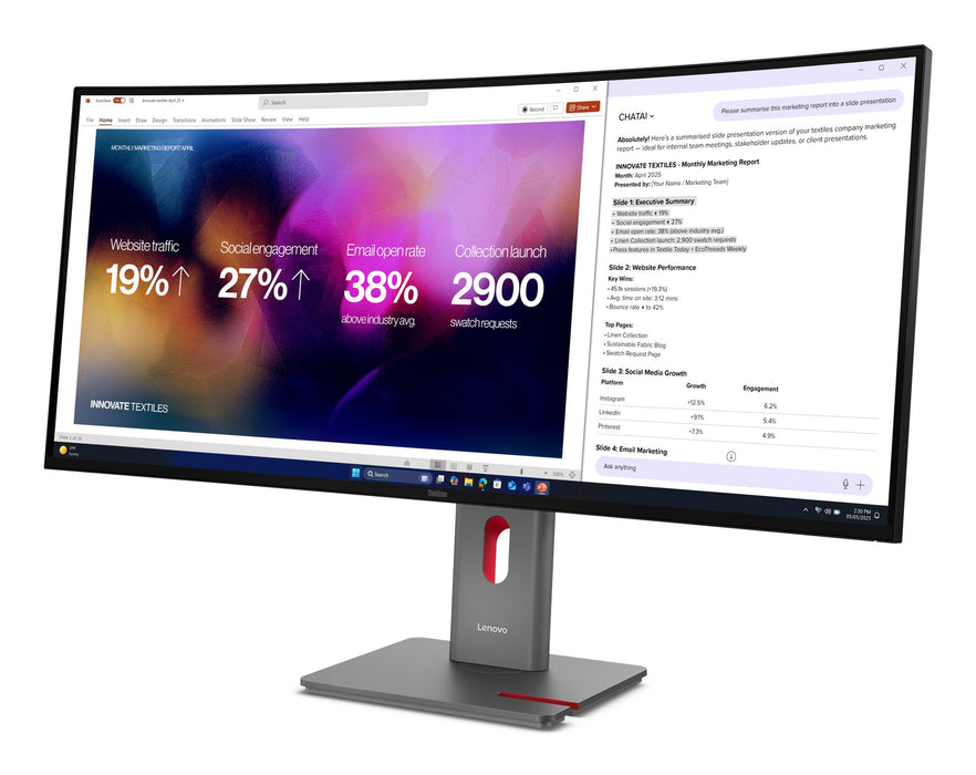 EAN 0199274964429 - Lenovo ThinkVision P40WD-40 pantalla para PC 100,8 cm (39.7") 5120 x 2160 Pixeles LCD Negro imagen 3