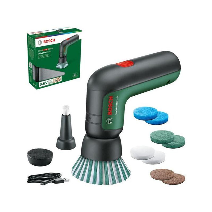 Cepillo Inalámbrico Bosch Universalbrush Set, 3,6 Voltios, Amoladora De Cepillos (Verde/Negro, Con Juego De Accesorios)