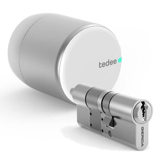 Cerradura Inteligente Tedee Pro Para Acceso Sin Llave Plata + Cilindro Bombillo Gerda De Doble Embrague