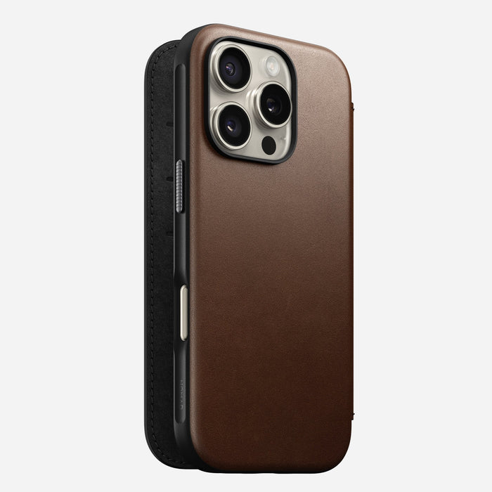 Nomad Modern Leather Folio Iphone 16 Pro Brown