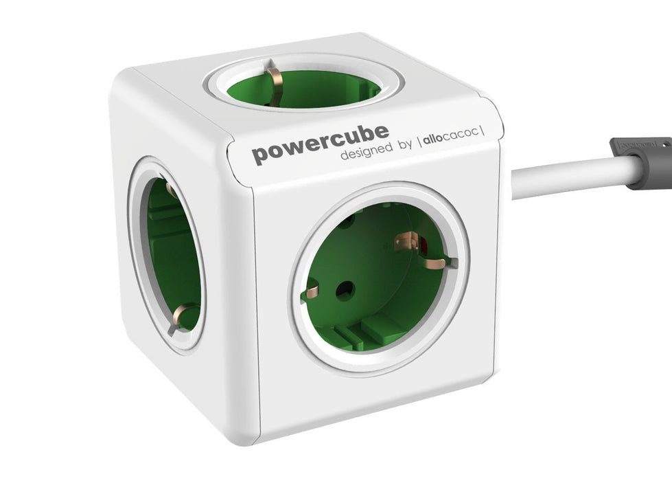EAN 8718444086956 - Allocacoc PowerCube Extended base múltiple 1,5 m 5 salidas AC Interior Verde, Blanco imagen 1