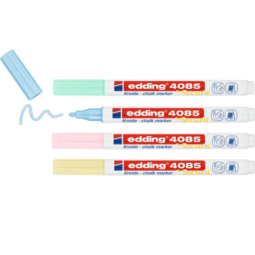 EAN 4057305037213 - Edding 4085 Pastel Set marcador de tiza Bala Azul claro, Verde claro, Rosa claro, Amarillo 4 pieza(s) imagen 2