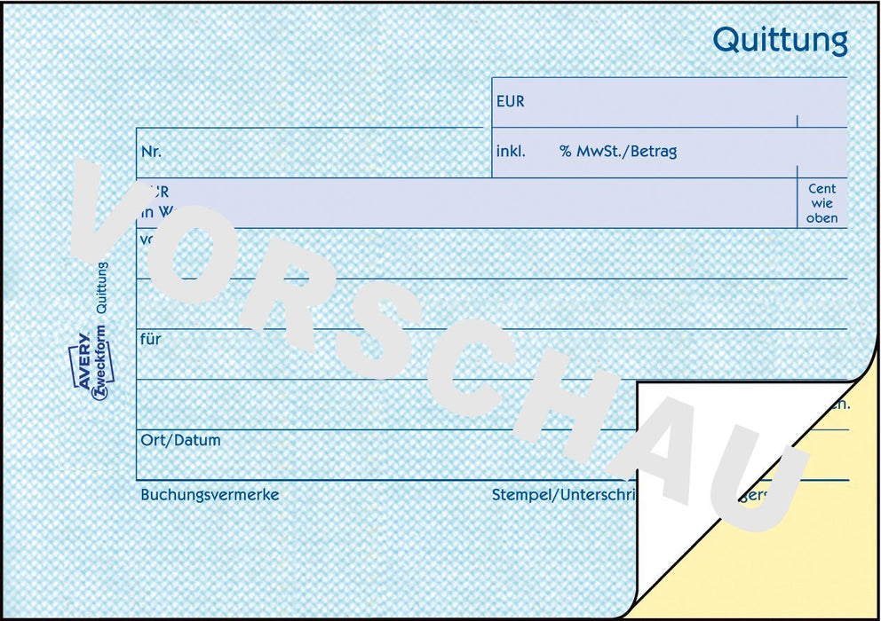 Avery Zweckform Quittung, Incluye. Mwst. Formularbuch 1736, 1 Unidades