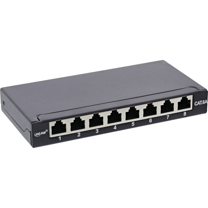 Patch Panel Inline Cat.6a 0.5u 8 Puertos, Montaje En Mesa/Pared, Negro Ral9005