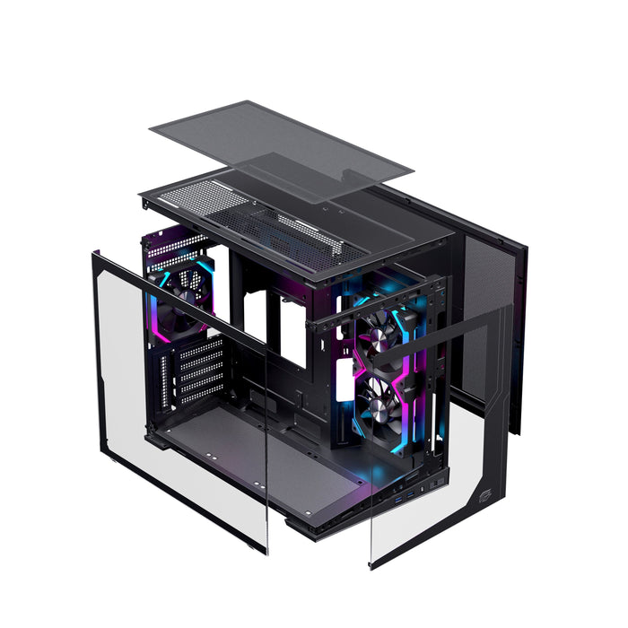 Caja Pc Micro-Atx Semitorre Einarex Sm300 Rgb C-Templado Negra Excs-Sm-300r-B