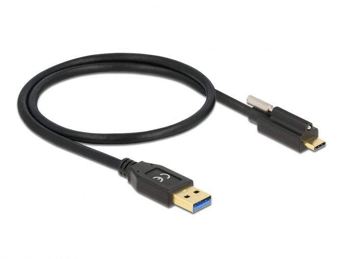 Delock Usb 10 Gbps Cable Typ-A Stecker Zu Usb Type-C Stecker Mit Schraube Oben 0,5 M