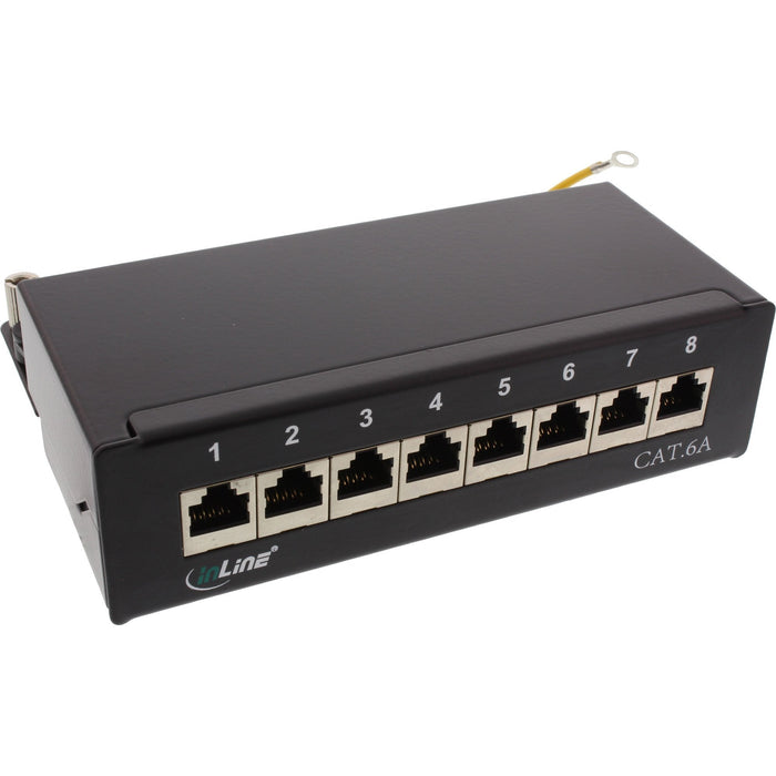 Inline Patch Panel Cat.6a Montaje De Mesa/Pared 8 Puertos Negro Ral9005
